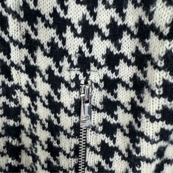 Lauren Ralph Lauren Black White Houndstooth Lambswool Moto Jacket Size M - Picture 8 of 12